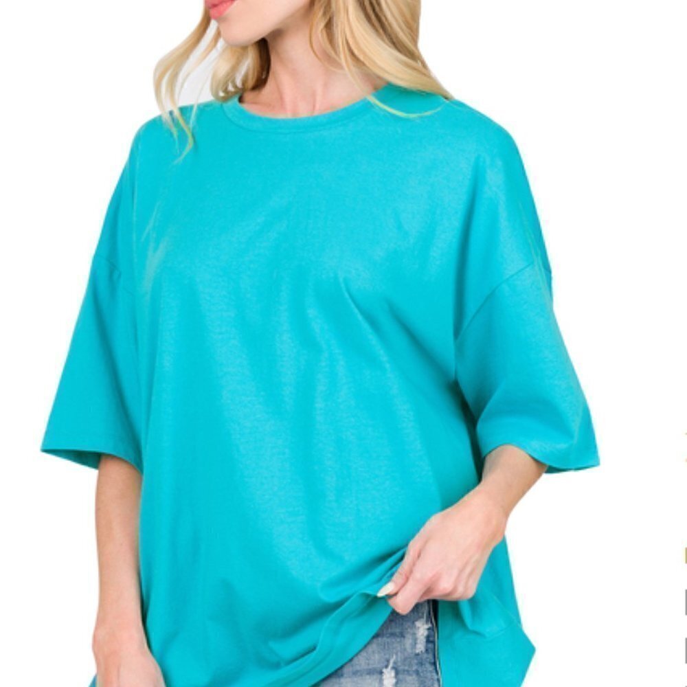 ZENANA Women's Oversized Blue Tee Shirt